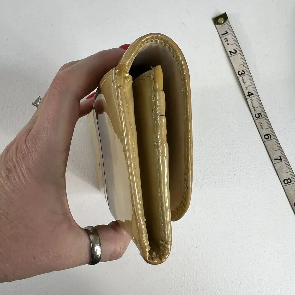 Coach Kristin Envelope Yellow Patent Leather‎ Flap Wallet Clutch ID Checkbook